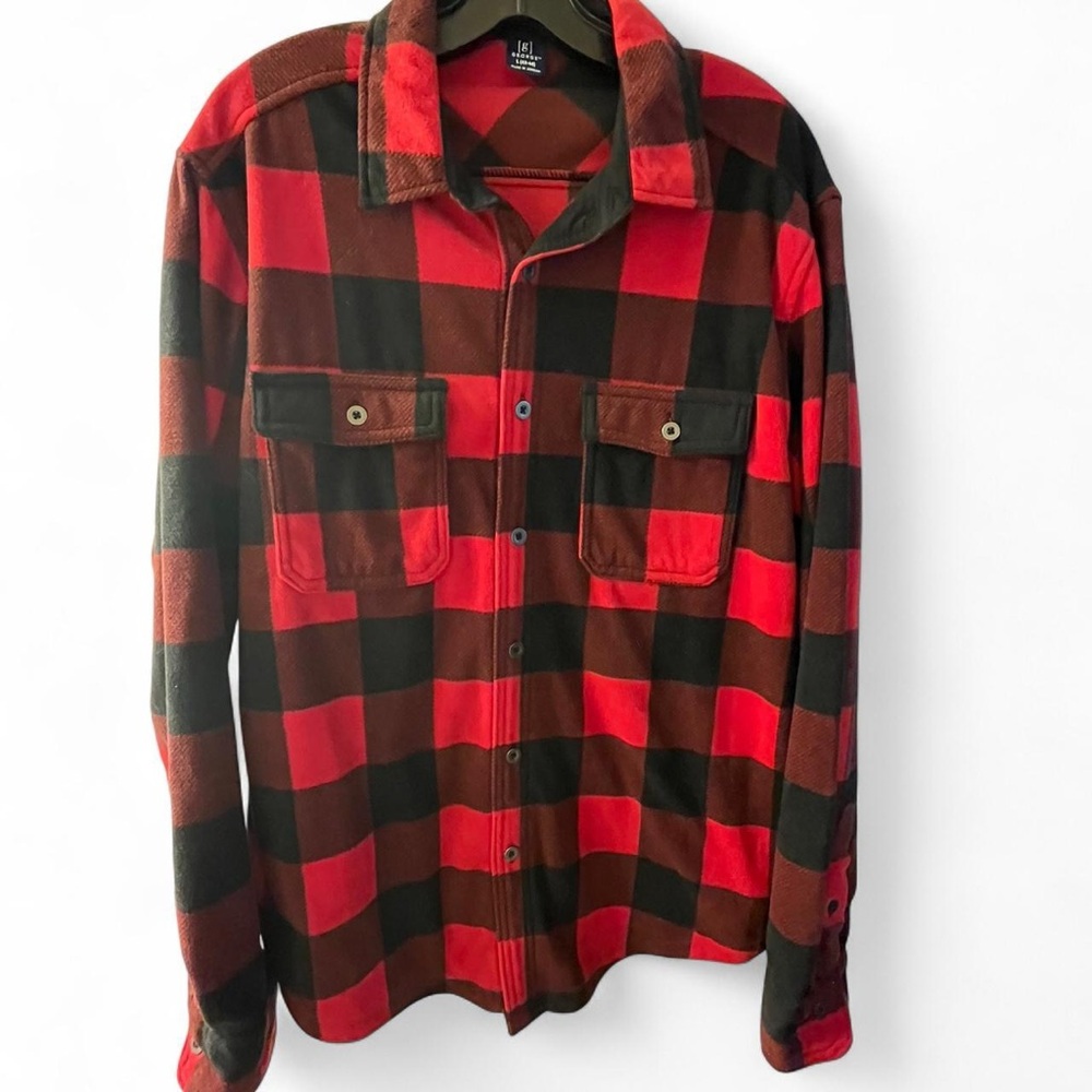 George Red and Black Plaid Casual Button Down Shirt